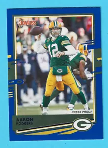 2020 Panini Donruss BLUE PRESS PROOF (green jersey) Aaron Rodgers Packers #103 - Picture 1 of 2