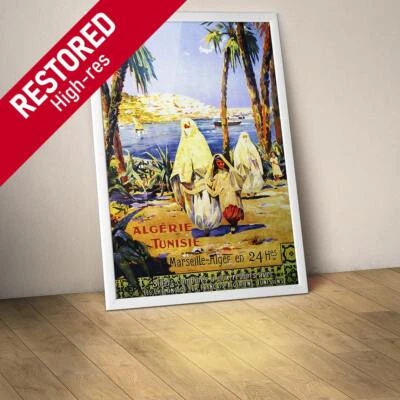 Tunisia, Algeria 1900 — retro vintage travel poster, vintage travel art print - Image 1 of 4