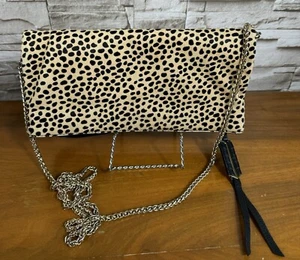 Covet Stella Dot Crosby Calf Hair Leather Leopard Convertible Shoulder Bag - Picture 1 of 15