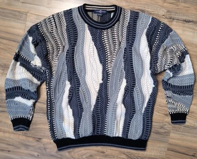 Vintage 90s Cotton Traders 3D Knit Sweater Pullover Men’s XL Coogi Style Biggie - Image 1 of 3