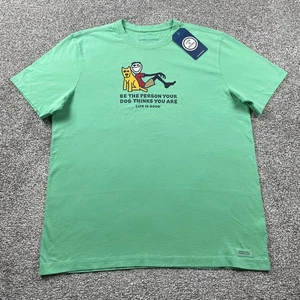 Life Is Good Shirt Men Large Green Be The Person Your Dog Thinks You Are Funny - Picture 1 of 13