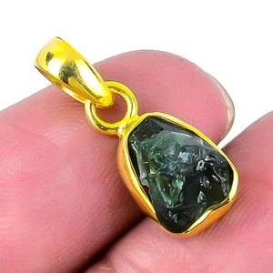 Moldavite Quartz Gemstone 925 Silver Artisan Daughters Day Boho Wedding Pendant - Picture 1 of 7