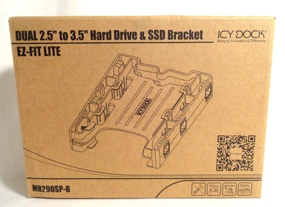 ICY DOCK EZ-FIT LITE DUAL 2.5" TO 3.5" HARD DRIVE & SSD BRACKET MB290SP-B - Image 1 of 4