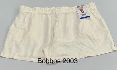 Pantalón corto Hang Ten para mujer mezcla de lino, crema, talla L Foto 1 de 3