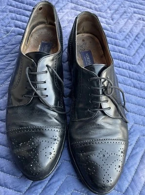 Zapatos de vestir John W Nordstrom punta de ala para hombre 11,5 D cuero negro hechos en Italia Foto 1 de 4