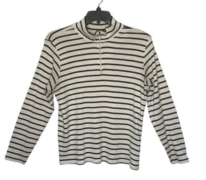 L.L. Bean Women's Striped Quarter Zip Long Sleeve Shirt Size XL Nautical Coastal - Picture 1 of 4