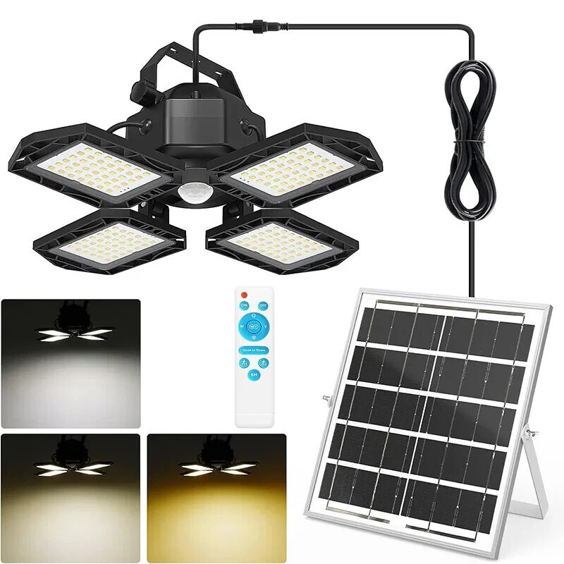 TRUSTEDPLCSUPPLIER 168LED Solar Pendant Light Outdoor Indoor Solar Powered Motion Sensor Shed Light
