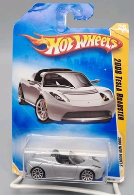 Hot Wheels 2008 nuevos modelos Tesla Roadster plateado convertible fundido a presión 1/64 Foto 1 de 4