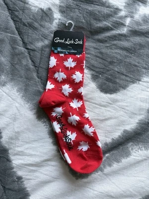 Good Luck Sock 男式枫叶袜,红色,成人 5-9 码 — 第 1/4 张图片