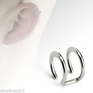 316L Surgical Steel Non Piercing Fake Cartilage Clip Dbl Closure Ring Ear Cuff - Picture 1 of 1