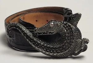 VTG Alligator genuine black leather 1.5” belt 4001100.Made in Italy. 38”/97cm - Picture 1 of 4