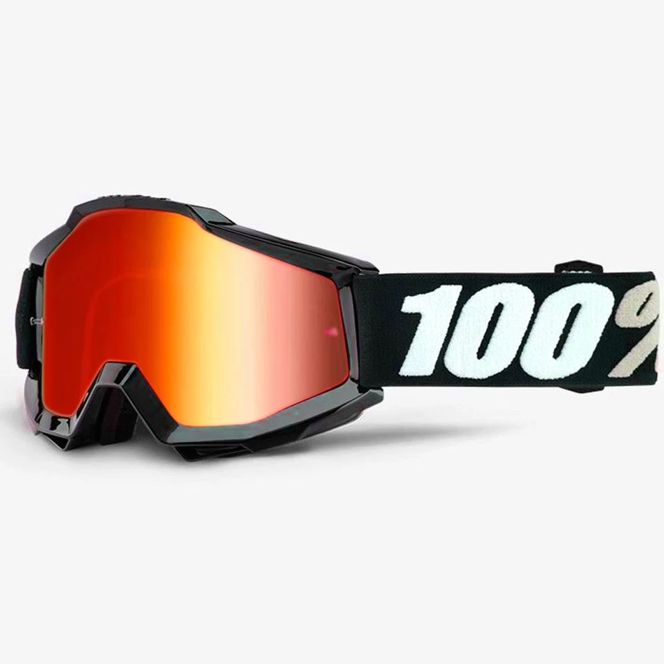 Gafas De Motocross AcuRi MX 100% Percent Tornado Negro Espejo Rojo / Claro - Imagen 1 de 1