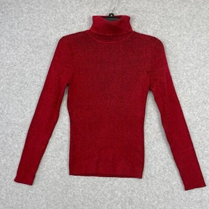 Spanner Sweater Womens S Red Black Ribbed Turtleneck Long Sleeve Pullover NWT - Picture 1 of 15