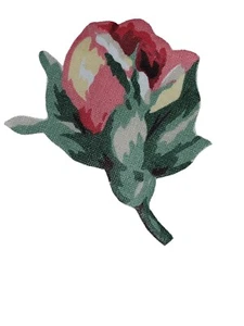 Double Delight Rose Iron On Patch Leaning Right 2.5" New - Picture 1 of 3