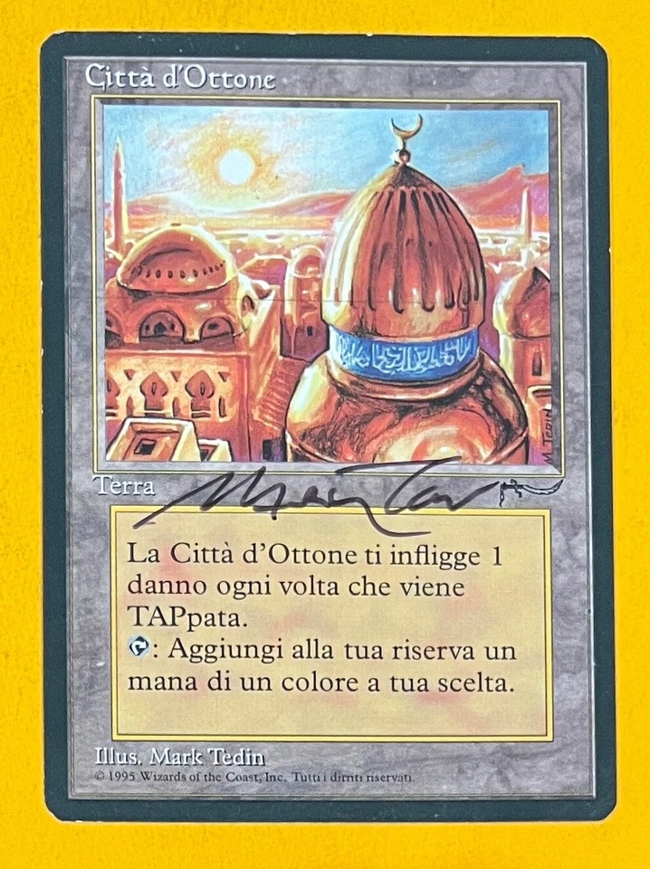 MTG CITY OF BRASS (Italian) Renaissance (Signed) (OldManMTG 008-876) - Image 1 of 4