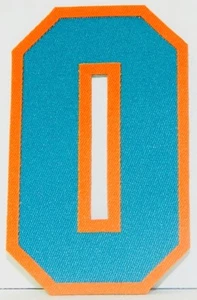 MIAMI DOLPHINS TEAM ISSUED AQUA & BRIGHT ORANGE 10" FOOTBALL JERSEY NUMBERS 0-9  - Picture 1 of 10