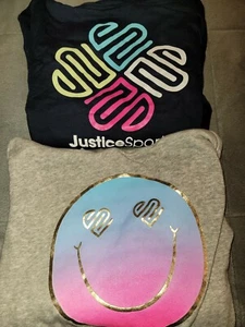 JUSTICE HOODIES [SET OF 2] [NAVY AND GRAY] GIRLS SIZE 12 - Picture 1 of 5