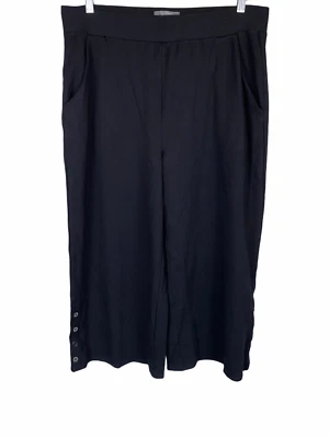 Lisa Rinna Collection Women's Culottes with Hem Detail Solid Black Medium Size  - Image 1 of 2