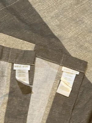 West Elm Curtain Panels Colorblock Stripe Horizontal 48x84 100% Cotton Taupe - Image 1 of 4