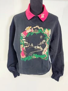 Vintage Ugly Christmas Sweatshirt Pullover Oma Oma Heralding Angels LG Kragen - Bild 1 von 6