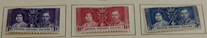 1937 British Solomon Coronation of King George VI Three Mint Stamps - Picture 1 of 1