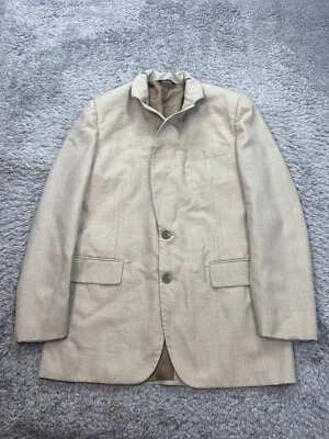 Cricketeer Blazer Mens 42R Beige Wool Tweed Sports Coat Career Jacket Vtg USA - Image 1 of 4