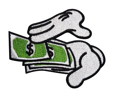 Geld werfende Hände Bügelbild Patch zum Aufbügeln | Aufnäher Sticker Cartoon - Bild 1 von 4