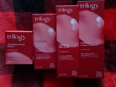 LOT X 4 NIB Trilogy Rosehip OIL CLEANSER TONER MOISTURIZER FULL SIZE FOUR ITEMS - Image 1 of 3