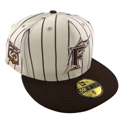 New Era Florida Marlins 25th Anniversary Patch Brown Pinstripe Pack 59FIFTY Hat - Image 1 of 4