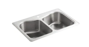 KohlerStaccato 33" Double Basin Top-Mount 18-Gauge Stainless Steel Kitchen Sink - Picture 1 of 4