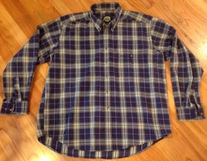 Mens CABELAS Outdoor Gear Heavy Weight Woven Plaid Shirt XL Cotton Button Front - Picture 1 of 7