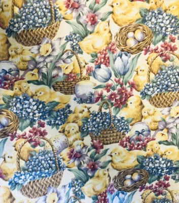 VTG Easter Chicks Eggs Nest Florals in Baskets  Hoffman International BTFQ - Image 1 of 4