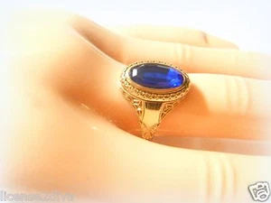 10K VINTAGE BLAUER STEINRING UM 1930 #10kgoldvintaggering #vintagerings #Ringe - Bild 1 von 10