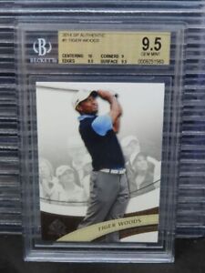 2014 SP Authentic Tiger Woods Green #1 BGS 9.5