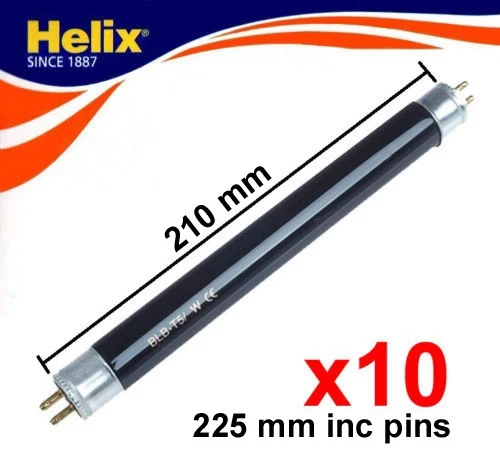 10 x Helix® 6W UV Note Checker Bulbs T5 BLB For Fake Money Detectors 210/ 225mm