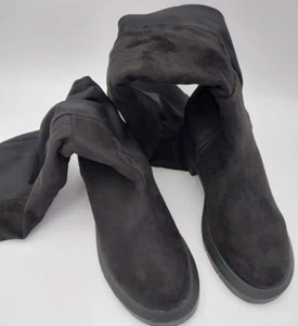 Charlotte Russe Boots Womens US 9 Black Suede Zip Over Knee Club Shoe Hipster - Picture 1 of 9