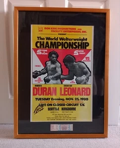 Roberto Duran v Sugar Ray Leonard Original 1980 Boxing Poster Signed By Duran - Picture 1 of 6