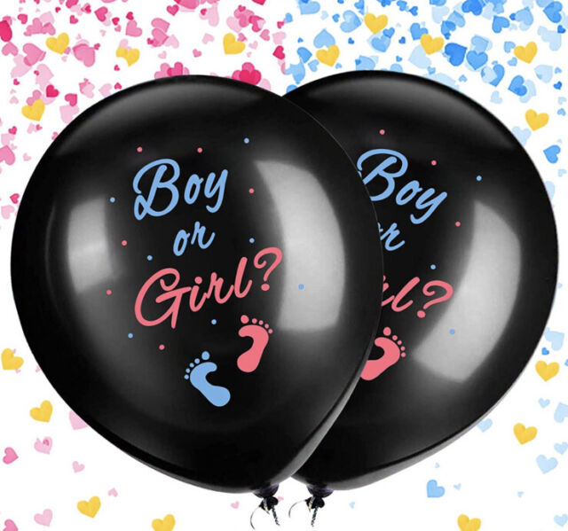  Disfore Globo grueso de revelación de género – 2 globos de  confeti para revelación de género con confeti rosa y azul – Globos negros  de revelación de género de 36 pulgadas