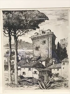 VTG Etching “Fortress St. Andre Villeneuve Avignon” John McGrath Signed 10/100 - Picture 1 of 12