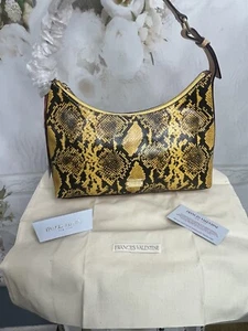 Frances Valentine Laura Yellow Embossed Leather Snakeskin Hobo/Shoulder bag NWTS - Picture 1 of 12