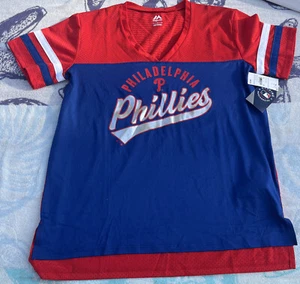 PHILADELPHIA PHILLIES Sport Sparkle V-neck Shirt Women's Large BRAND NEW w/ Tags - Picture 1 of 10