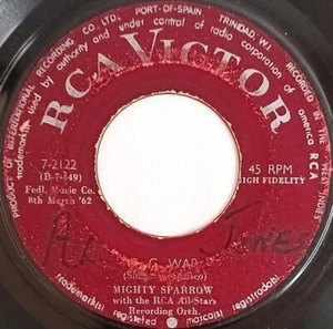 CALYPSO 45 HEAR Mighty Sparrow B.G. WAR - HANGMAN'S CEMETARY VG - Picture 1 of 4