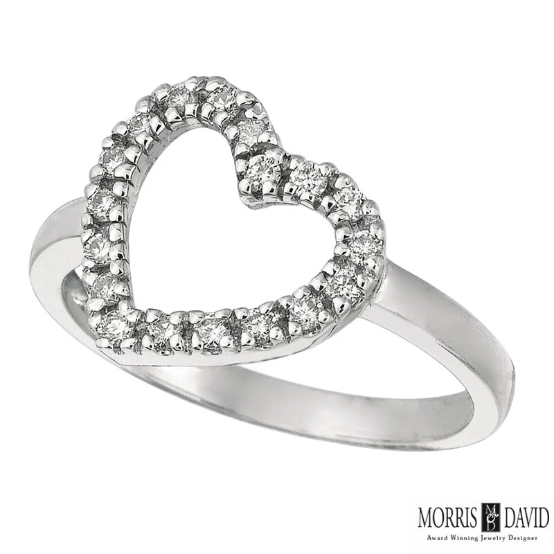 Anillo corazón diamante natural 0,25 quilates banda G SI 14K oro blanco Foto 1 de 1