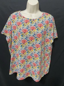 Camiseta pulóver Talbots para mujer talla 2X manga corta algodón estampado de flores - Imagen 1 de 7