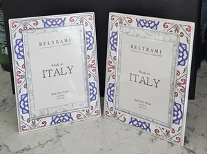 Dos marcos de fotos Beltrami Italia 4x6 con adornos plateados genuinos - Imagen 1 de 3