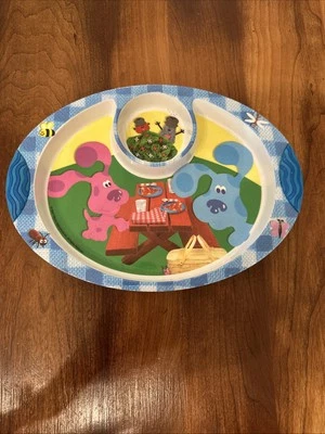 Plato de cena ovalado Blue Clue's Melamine Childs Zak Designs magenta 2002  Foto 1 de 4