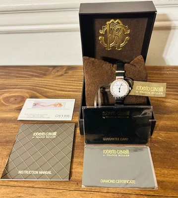 Roberto Cavalli Diamond RV2L023L0011 Women's Black Leather Quartz Watch - Image 1 of 4