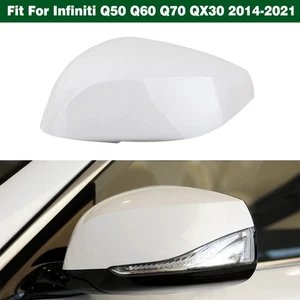 White Left Side Rearview Mirror Cover Cap For Infiniti Q50 Q60 Q70 QX30 2014-21 - Picture 1 of 6