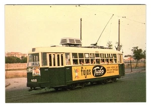 Tranvías De Valencia Postcard 1970s Featuring Tram 468 With Advertisement Design - Picture 1 of 2