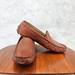 Lands End Leather Driving Loafers Moccasins Brown Slip On Shoes Mens Size 4 - Picture 1 of 9